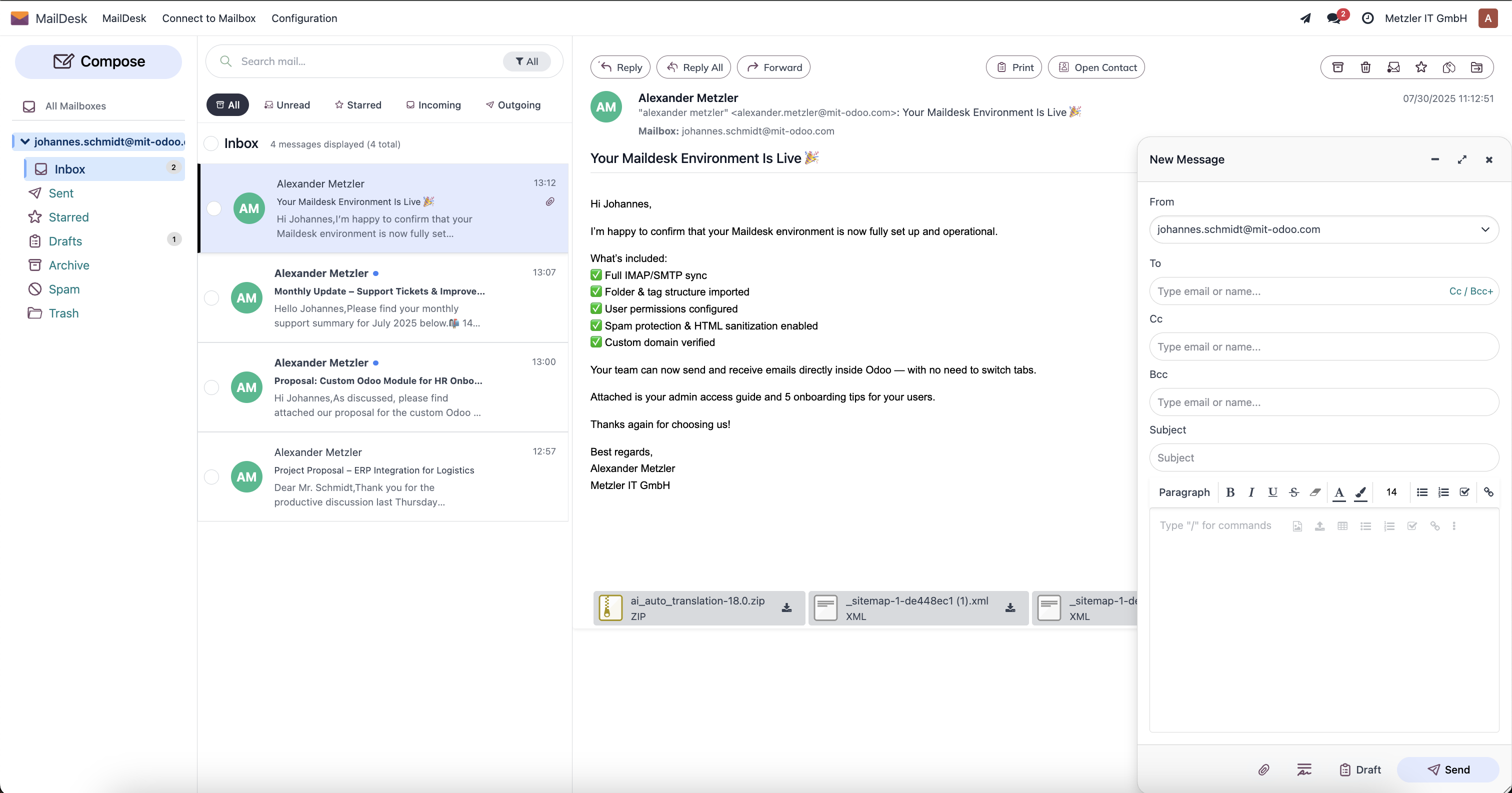 Schreiben wie in einem echten Mail-Client