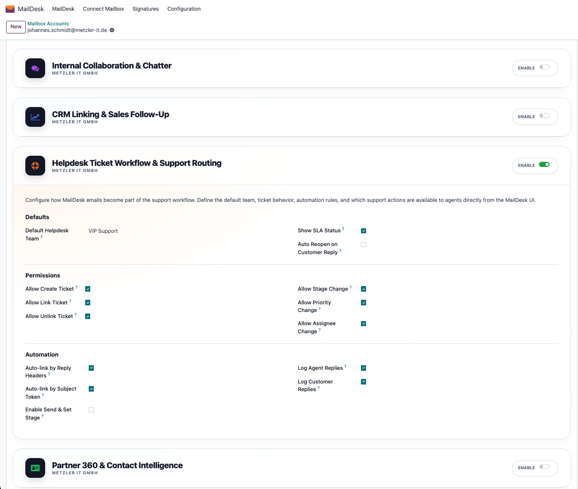 Enable Helpdesk
