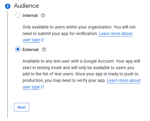 Choosing who can sign in — Internal or External