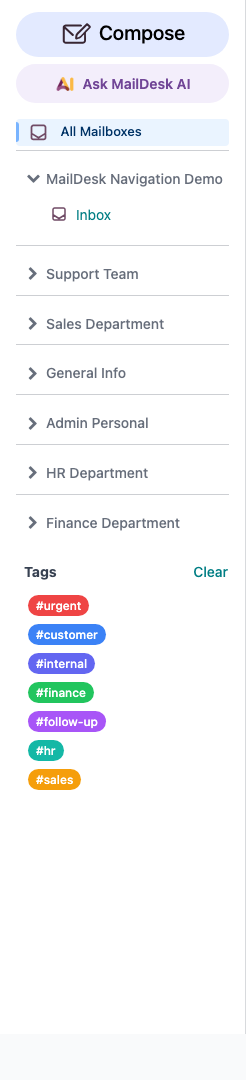 The MailDesk app tile in the Odoo apps menu