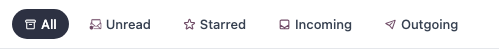 The search box and the row of filter chips sitting above the message list