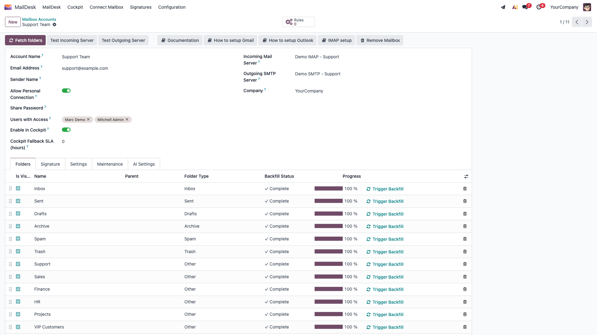Creating a mailbox account under MailDesk Configuration