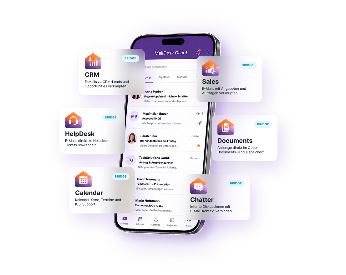 Interfaz de MailDesk dentro de Odoo